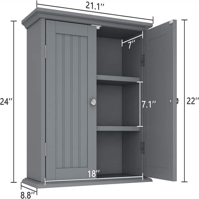 Bathroom Wall Cabinet - 8"D x 21.1"W x 24"H