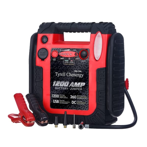 1200 Peak/600 Instant Amps Car Jump Starter (to 6L Gas or 6L Diesel  Engine), Jump Boxes, 2.1A USB Ports, Jump Box,Battery Clamps - Bed Bath &  Beyond - 39915819