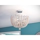 preview thumbnail 3 of 5, Zander Brushed Steel Finish w/Distressed White Wood Beads 3 Light Wood Bead Semi Flush