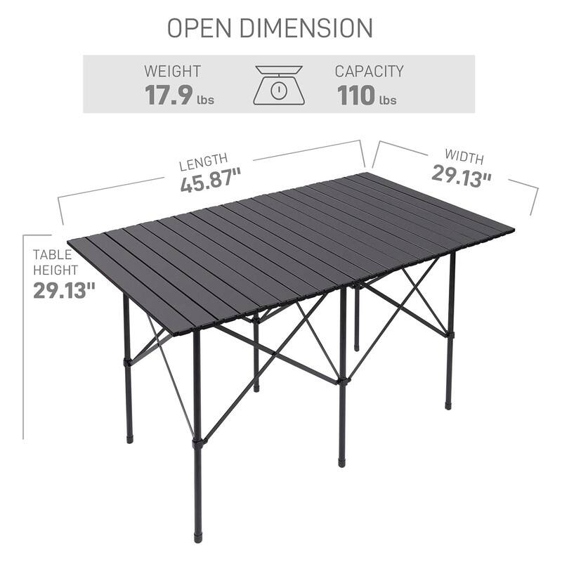 Camping Table, Fold up Lightweight, 4-6 Person Portable Roll up
