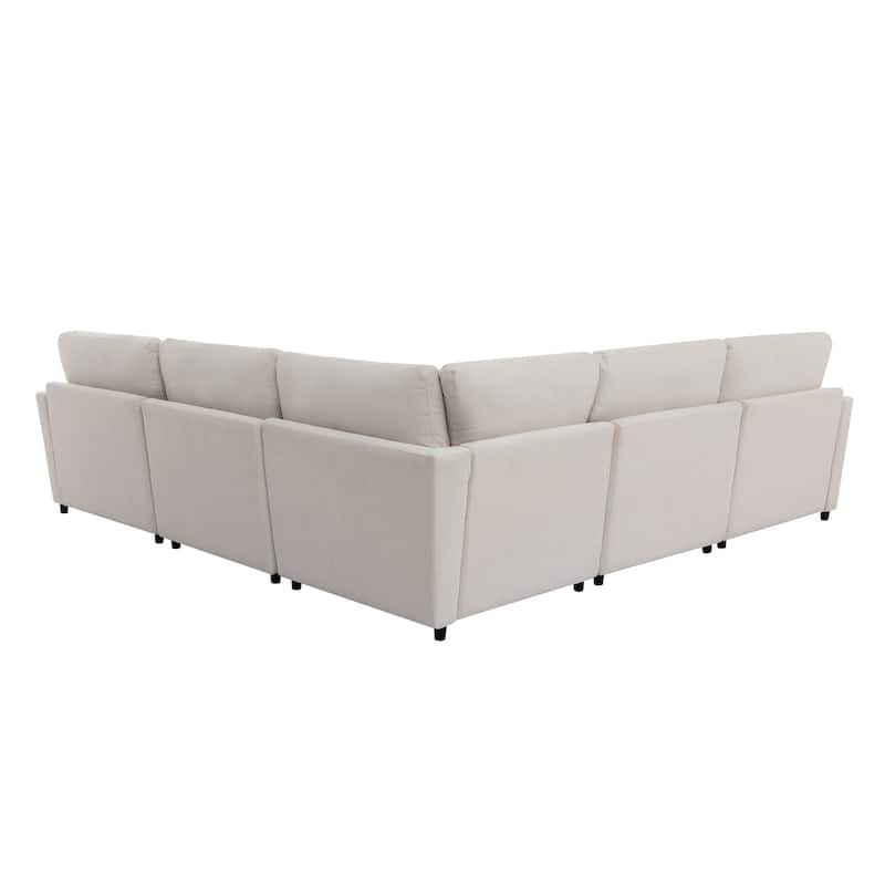 100.4'' Roomy U-Shaped 6-Seat Sectional Sofa with Removable Ottomans and Easy-Clean Cushions for Living Room