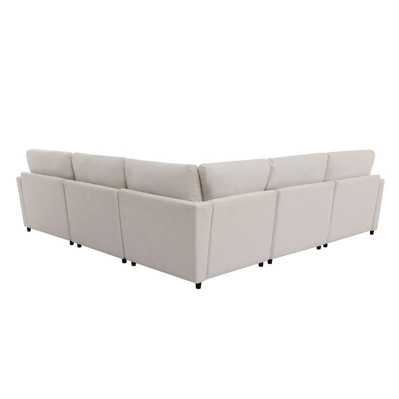 100.4'' Spacious U-Shape 6 Seater Sectional Sofa with Removable Ottomans and Pillow, Flexible Configuration