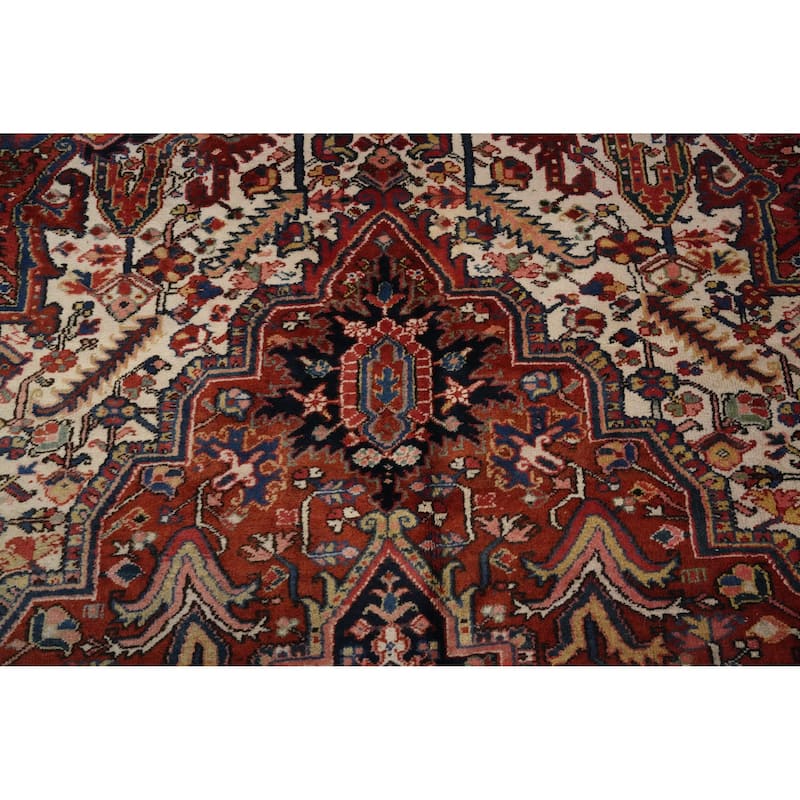 Hand Knotted Oriental 100% Wool Carpet Traditional Medallion Oranges & Rust Heriz Area Rug - 12' 10'' X 10' 2''