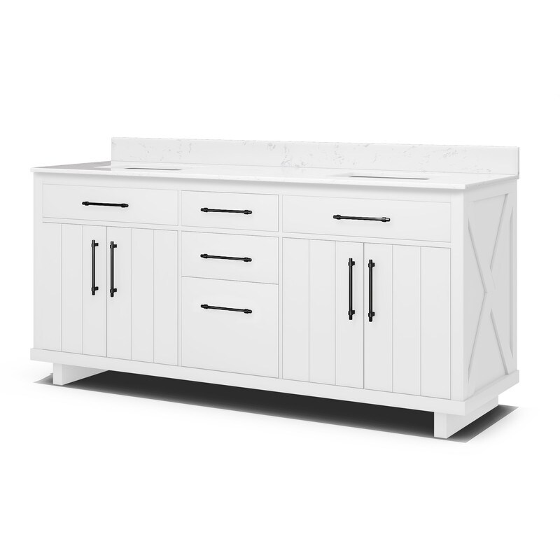 72-inch Double Bathroom Vanities with 2 Integrated Rectangular