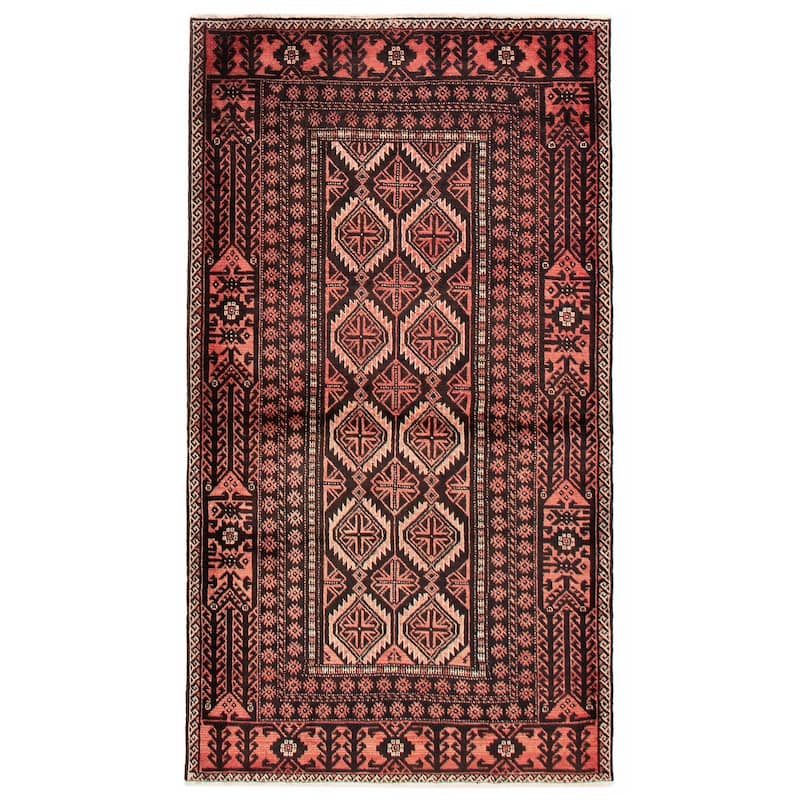 ECARPETGALLERY Hand-knotted Royal Baluch Black Wool Rug - 3'8 x 6'7 - Black - 3'8 x 6'7