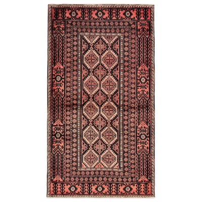 ECARPETGALLERY Hand-knotted Royal Baluch Black Wool Rug - 3'8 x 6'7