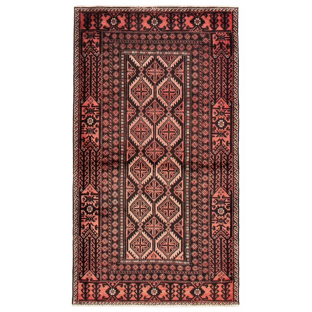 ECARPETGALLERY Hand-knotted Royal Baluch Black Wool Rug - 3'8 x 6'7