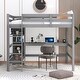preview thumbnail 10 of 14, Full Size Loft Bed with Multi-functional Shelves and Under-bed Desk