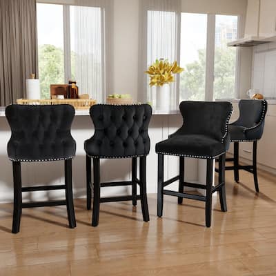 Upholstered Wing Back Bar Stools (Set of 4)