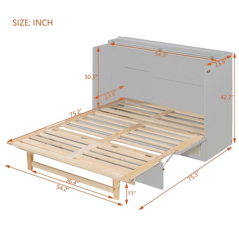 Murphy Bed with Versatile Storage and Large Drawers