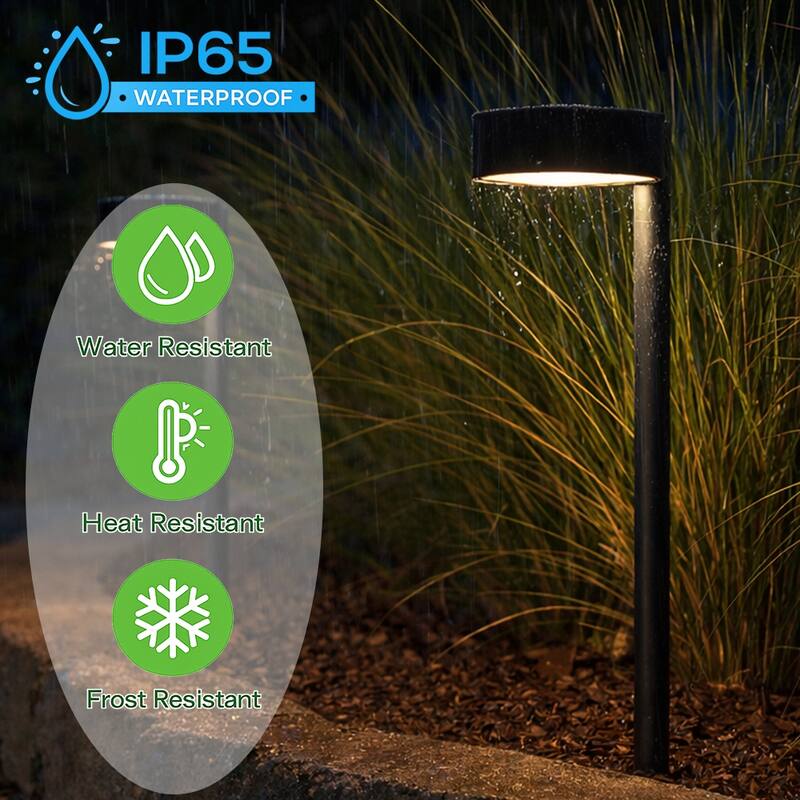 Low Voltage LED Landscape Path Light, 12V Outdoor Metal Pathway Light, Warm White Walkway & Garden Lighting (6 Pack) - W5''