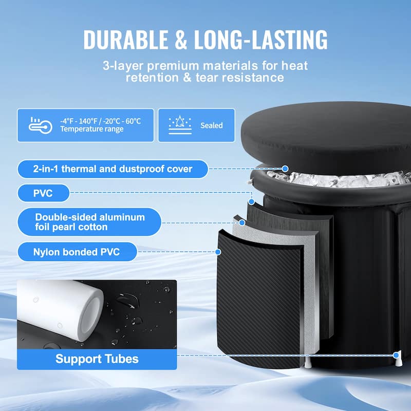 Ice Bath Tub, Cold Water Therapy Plunge Tub for Athlete, Portable Outdoor Ice Barrel Plunge Pool for Recovery