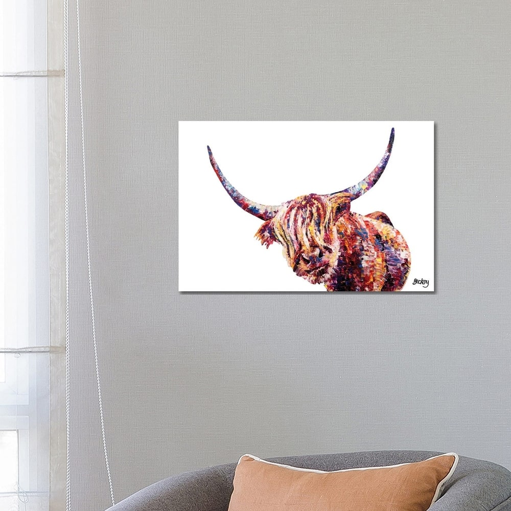 iCanvas "Olivia's Highland Cow" by Becksy Canvas Print