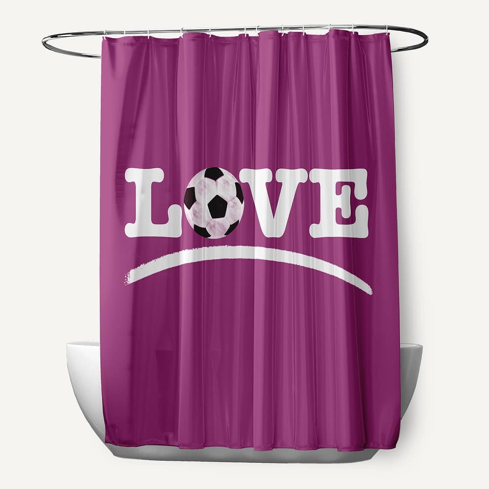 Love Soccer Word Print Shower Curtain