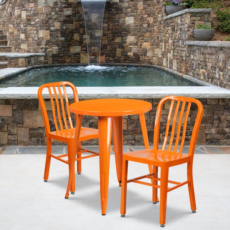 24-inch Round Indoor/ Outdoor 3-piece Metal Table and Chairs Set
