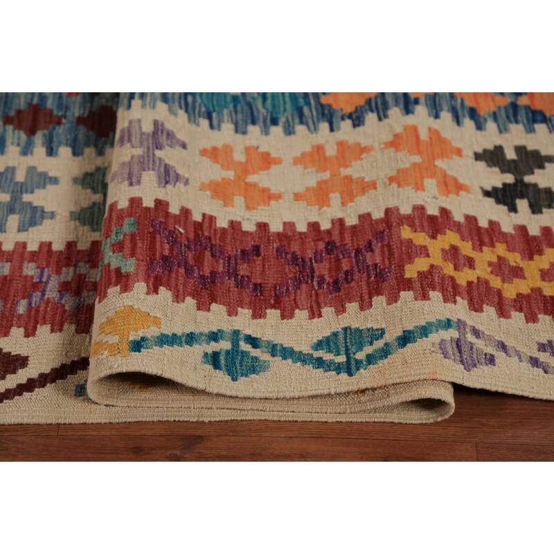 South Western Style Kilim Large Rug Hand-Woven Oriental Wool Carpet - 10'1"x 16'1"