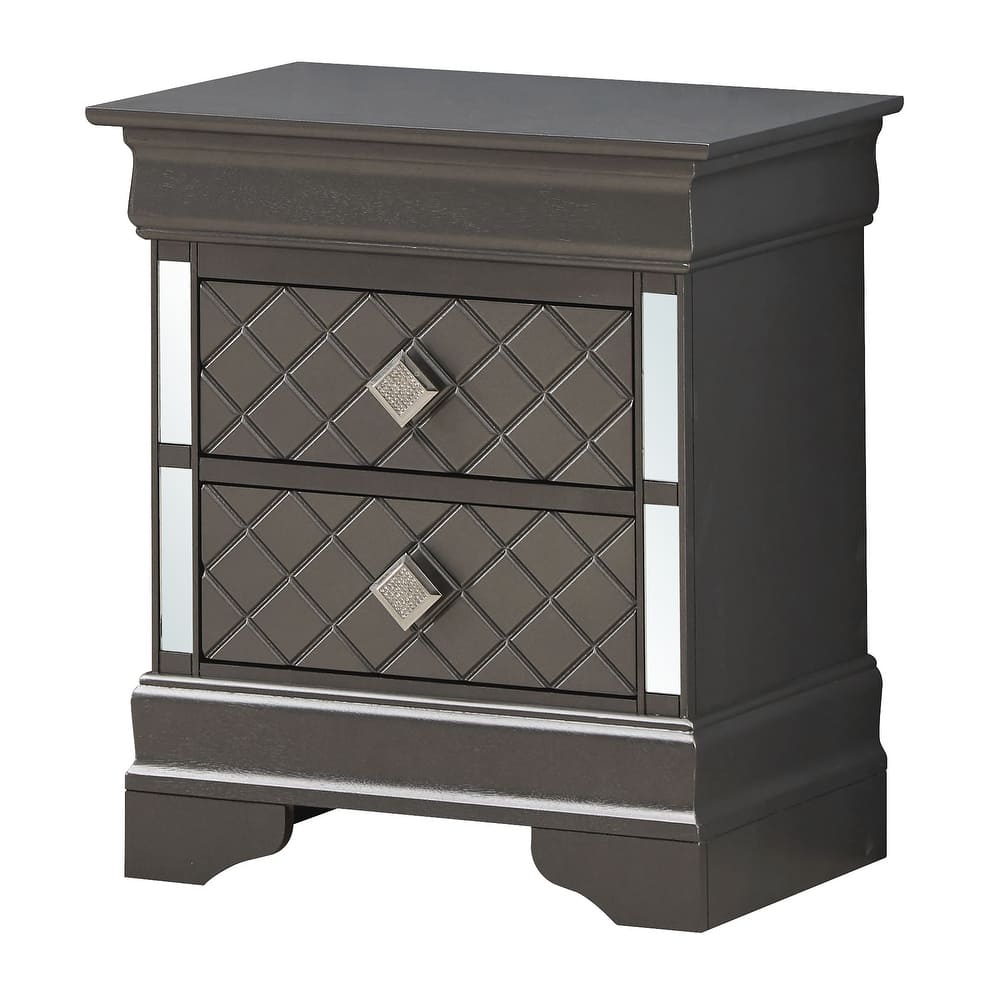 Verona Mirrored Wood 2-drawer Nightstand
