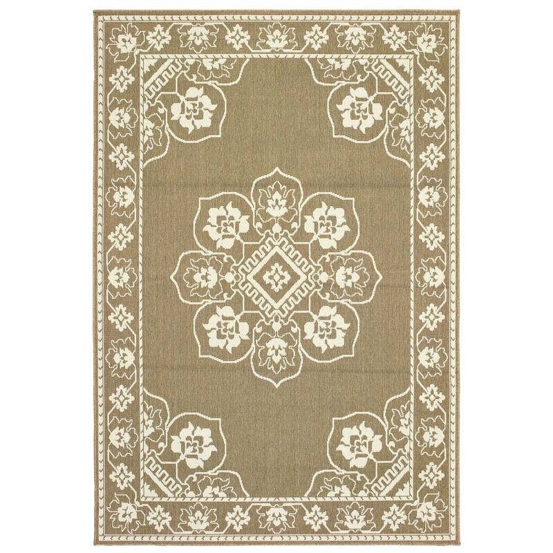 Style Haven Marianna Bordered Medallion Loop Pile Indoor Outdoor Area Rug