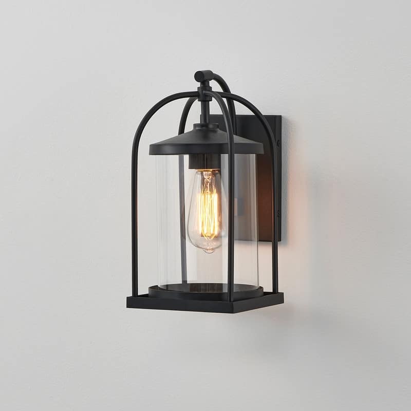 KAWOTI 12.63" 1-Light Outdoor Cage Wall Sconce Black - Black