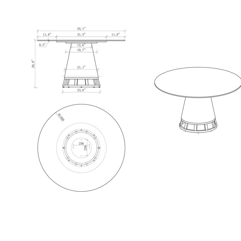 Somette Klone Modern Round Dining Table