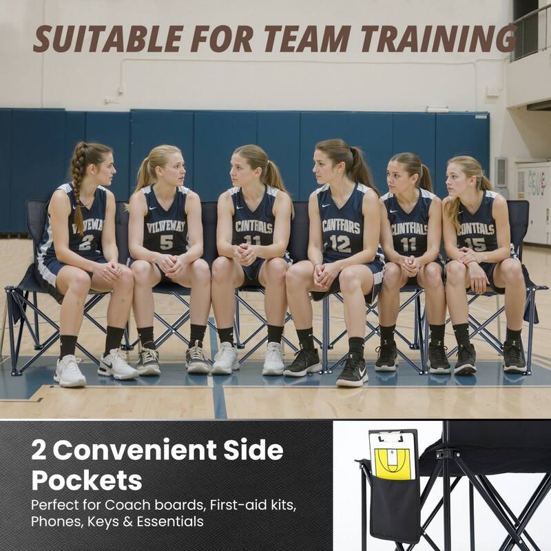 Portable Folding Soccer Benches for Team, 4/6/9 Seats with Carry Bag