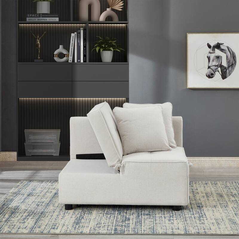4-in-1 Sofa Bed - Convertible Recliner with Wood Frame