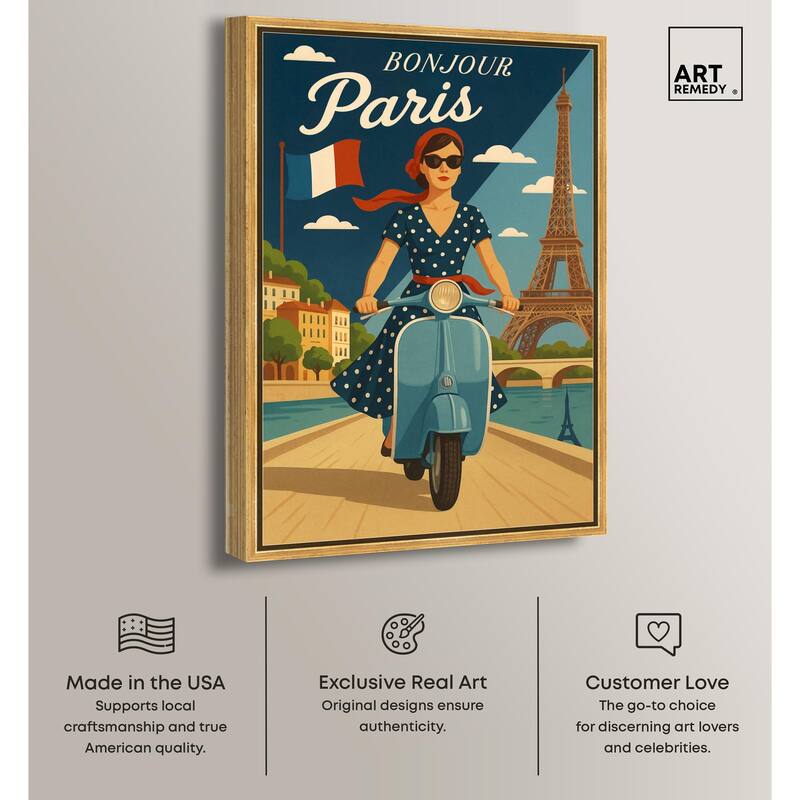 Scooter French Travel Canvas by Art Remedy