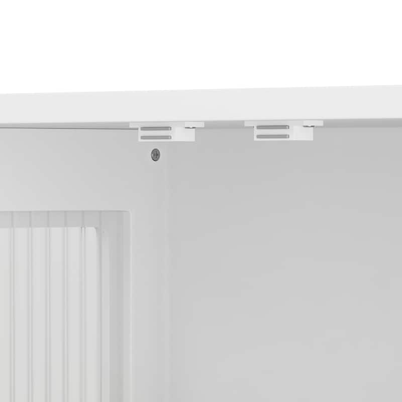 Bathroom Wall Cabinet, 3-Door Wooden Wall Cabinet with Open and Hidden Storage Space, Medicine Cabinet with Glass Door