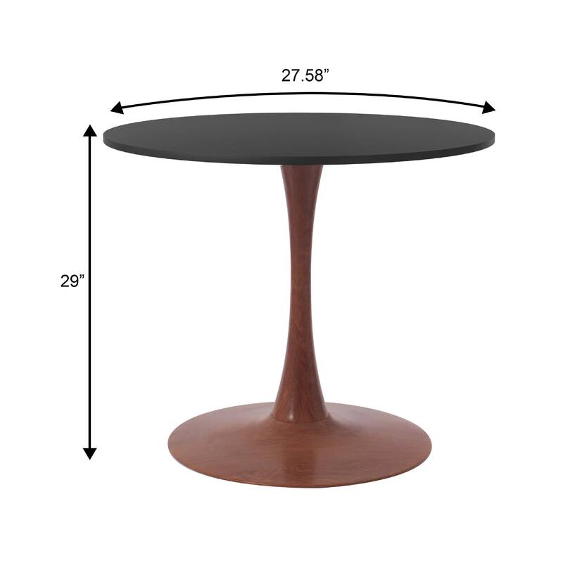 Bristol 27" Round Dining Table with MDF Top and Cherry Steel Pedestal Base for Modern Kitchen and Dining Room