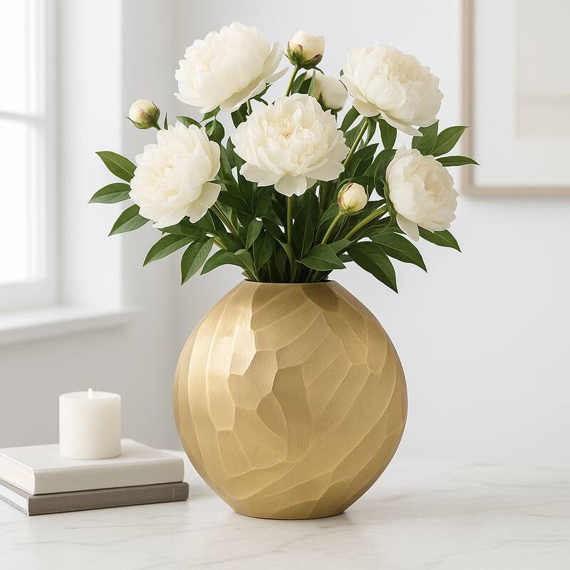 Modern Round Metal Table Vase - Flower Vase