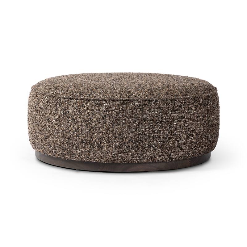 Ralphy Large Round Ottoman-Dark Hair on Hide