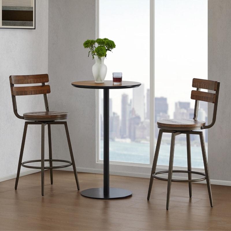 Spruce & Spring Austin Metal Base Swivel Counter Height Bar Stools Set