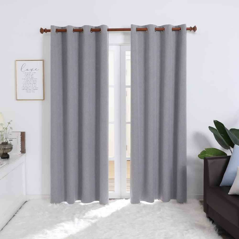 Deconovo Total Blackout Faux Linen Curtains 2 Panels