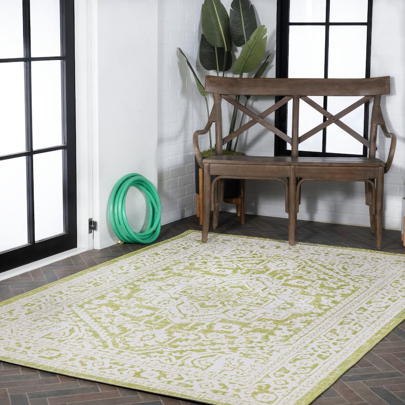 JONATHAN Y Rozetta Medallion Textured Weave Indoor/Outdoor Area Rug