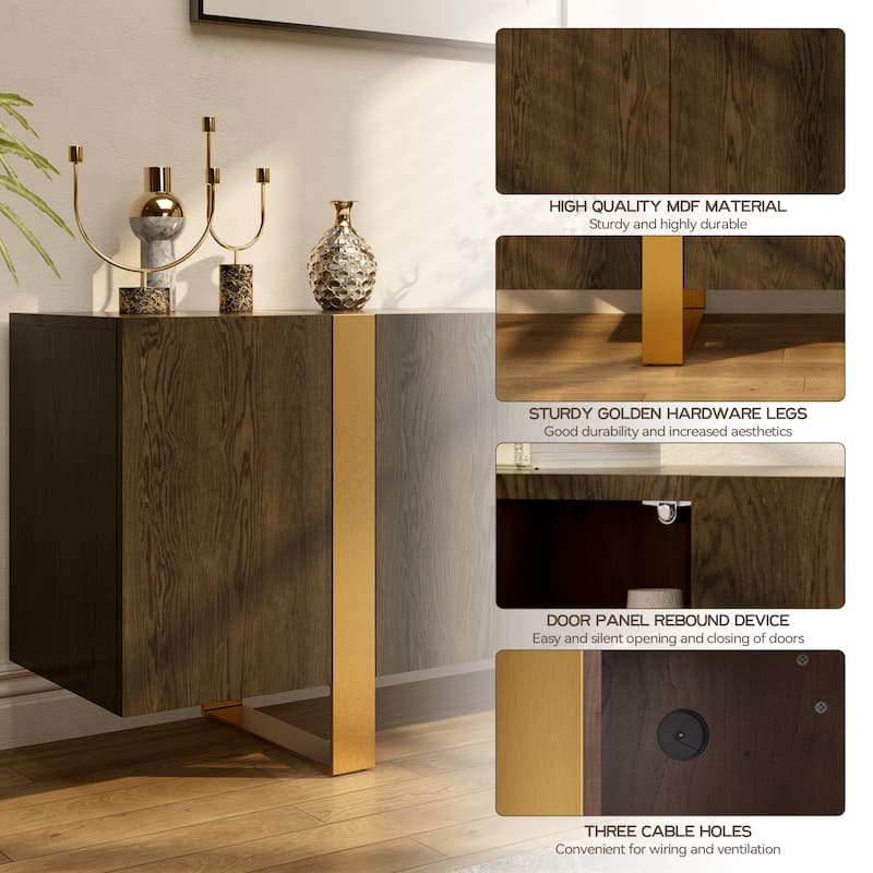 Clihome 63'' Storage TV Stand Cabinet with 4 Doors