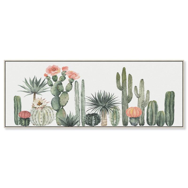 Cactus Over Doors Panoramic Canvas by Art Remedy - Silver - 54" x 20"