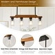 preview thumbnail 45 of 67, Farmhouse Linear Chandelier Rustic Wood Kitchen Island Lighting Dining Room Pendant Light Fixture with Seeded Glass Shade