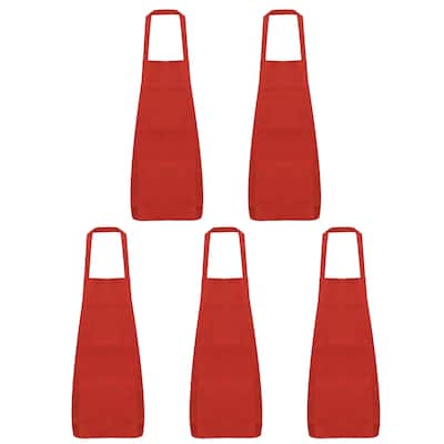 5pcs Kitchen Cooking Aprons 75x65cm Polyester Art Apron - 75cmx65cm