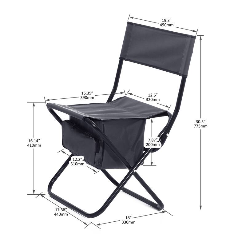 2 pieces Folding Outdoor Chair with Storage Bag Picnics and Fishing