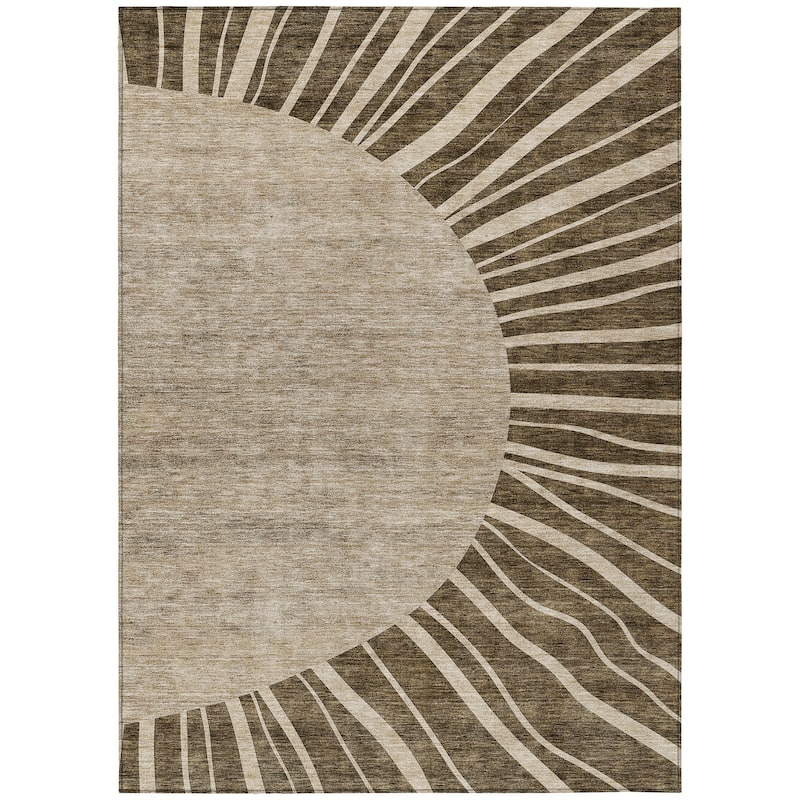 Machine Washable Indoor/ Outdoor Chantille Modern Sunburst Rug