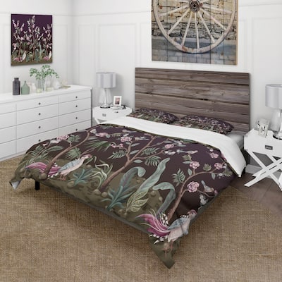 Designart 'Chinoiserie With Birds and Peonies I' Traditional Duvet Cover Set