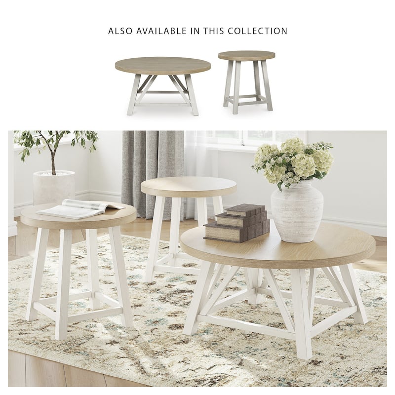 Signature Design by Ashley Fawndell Antique White/Brown Table (Set of 3) - 40" W x 40" D x 19.13" H