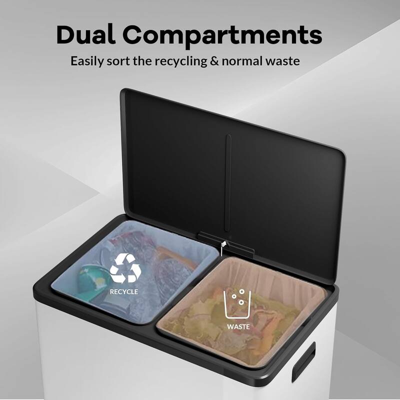 16 Gallon/60 Liter Dual Compartment Trash Can with Double Removable Inner Bucket