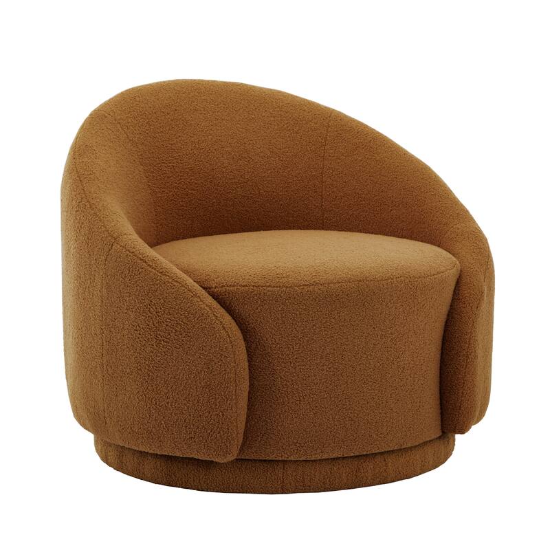 35" Wide Velvet/ Boucle Swivel Barrel Accent Chair