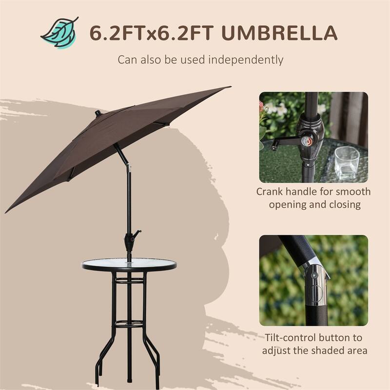 4 Piece Patio Table and Chair Set with Folding Chairs and Umbrella