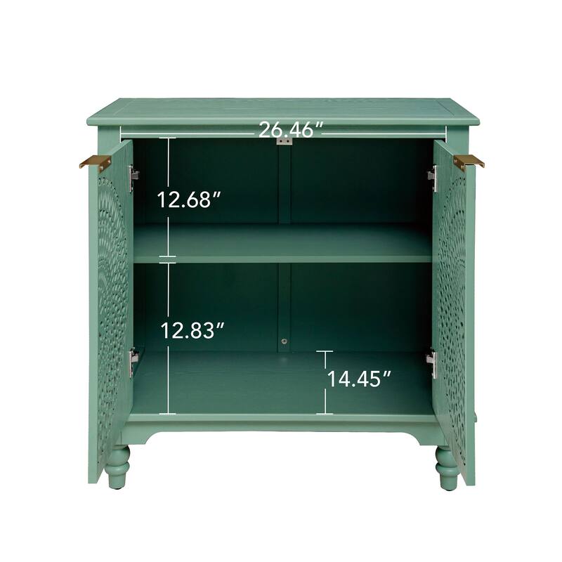 GDFStudio - Manchuria Crest American Style Hollow-Carved Storage Accent Cabinet with 2 Doors