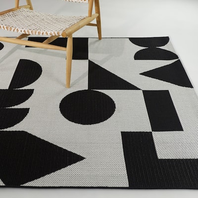Gideon Mid-century Modern Abstract Geometric Indoor/ Outdoor Area Rug