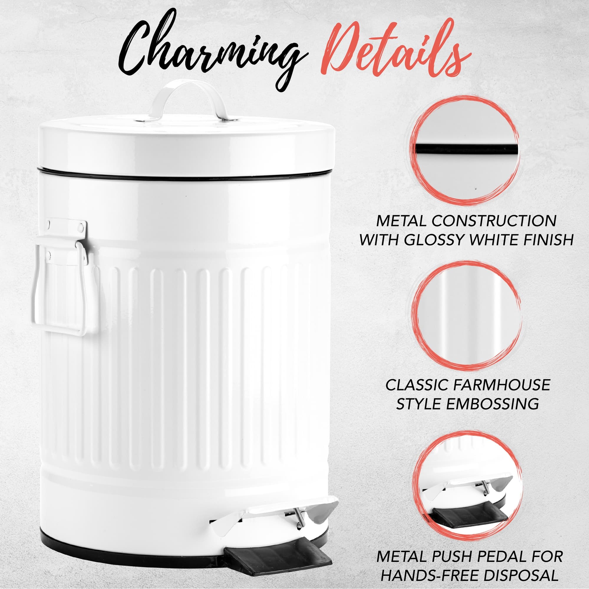 Autumn Alley Farmhouse Bathroom Trash Can Galvanized Trash Can with Lid