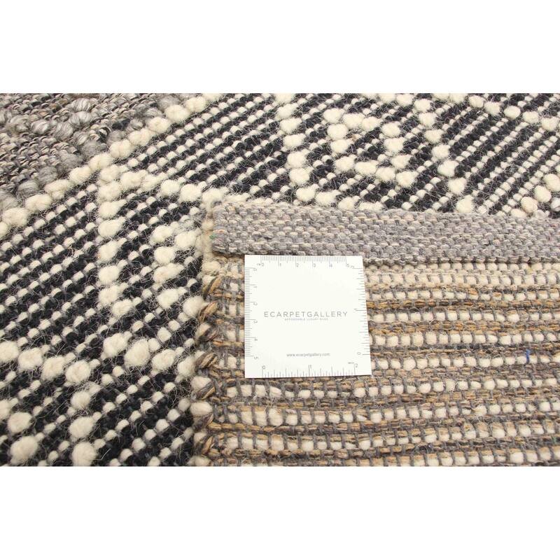 ECARPETGALLERY Braid weave Sienna Grey Wool Rug - 5'0 x 7'9