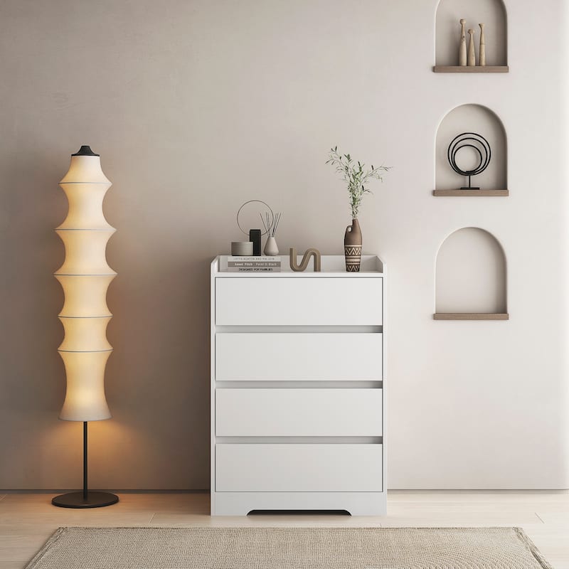 Roomfitters 4-Drawer Chest of Drawers Without Handle, Modern Minimalist Storage Cabinet, Bedroom Organizing Unit